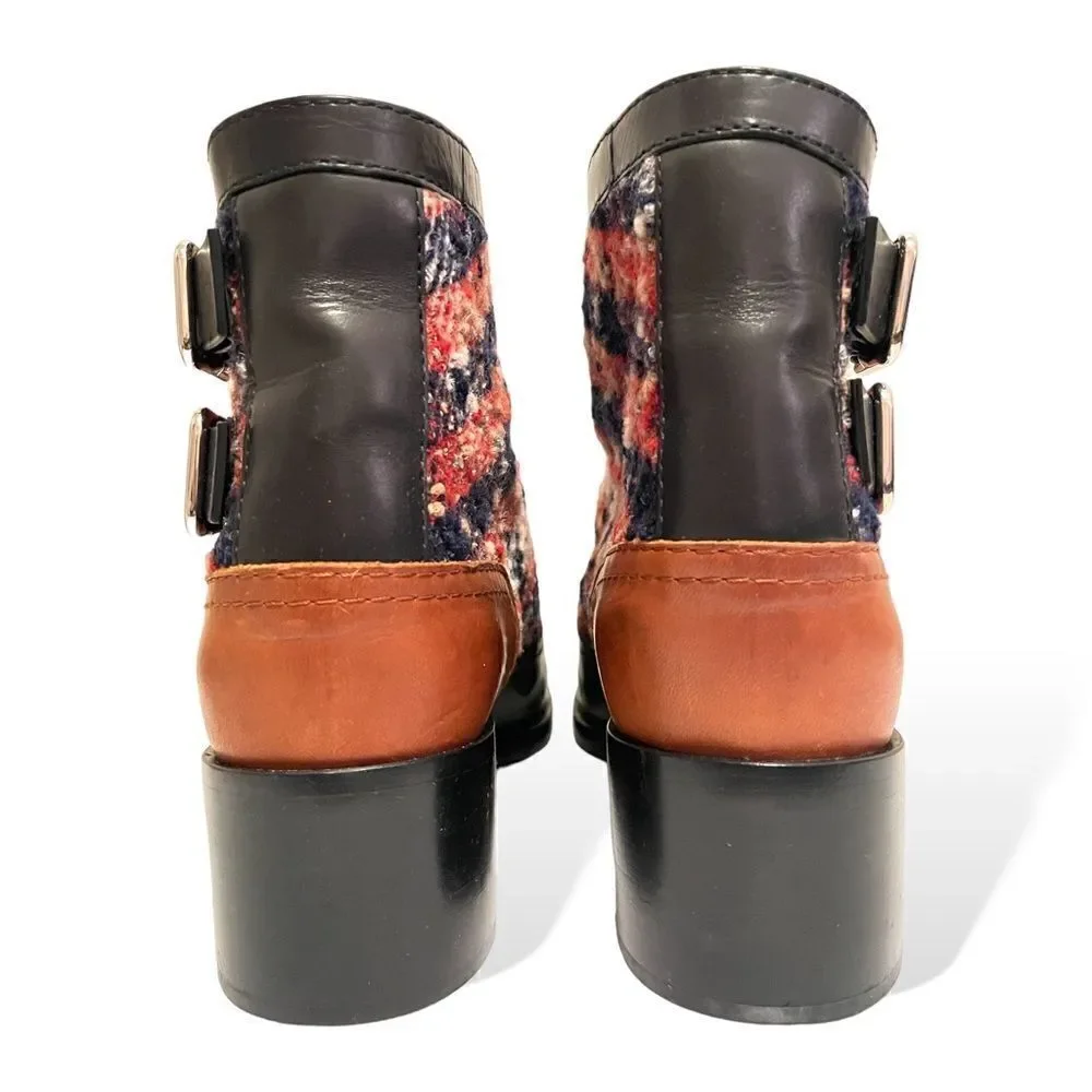 CHANEL 2017 Tweed Pattern Ankle Boots |38.5 EU|